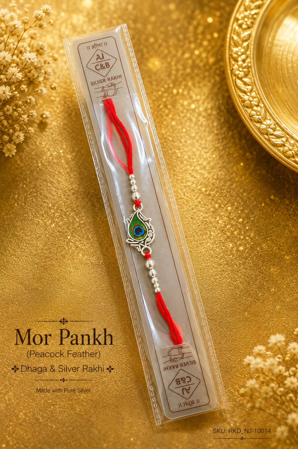 Mor Pankh Dhaga & Silver Rakhi