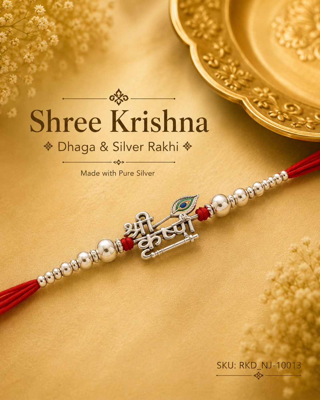 Shree Krishna Dhaga & Silver Rakhi